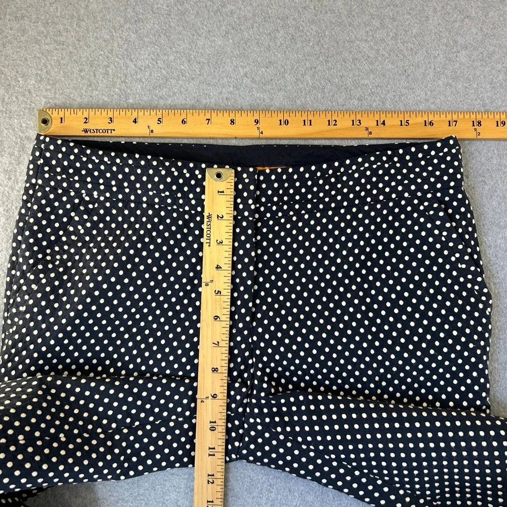 Tory Burch Jacquard Polka Dot‎ Cropped Pants Navy Blue White Slim Leg Womens 10